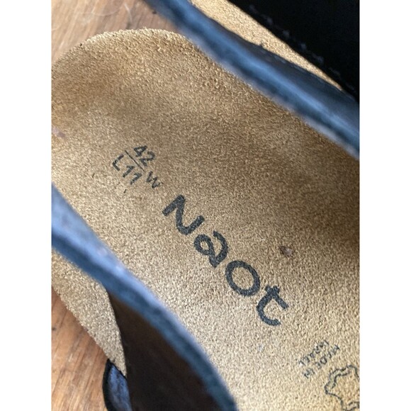 Naot Kayla Leather Sandals 11 Black Strappy Casual Cork - Picture 7 of 14